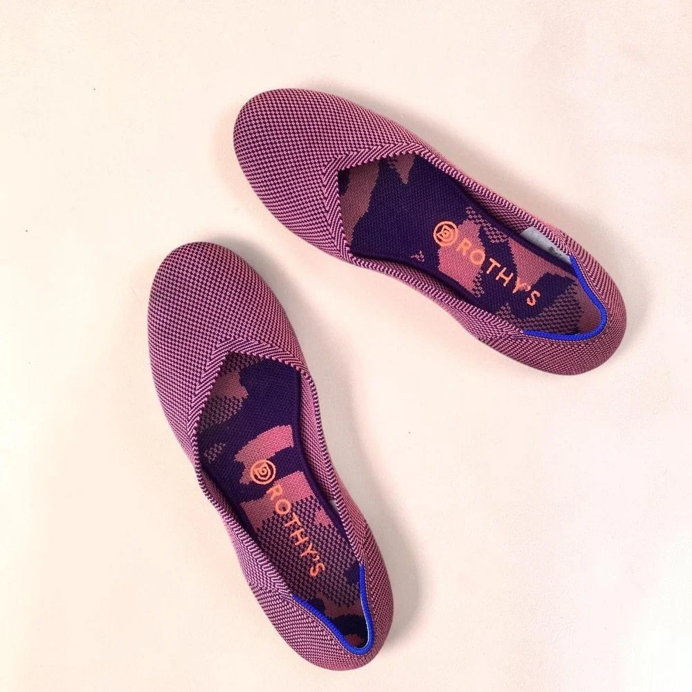 Rothy's The Flat Rose Double Stitch Retired Knit Ballet Flats Size 10